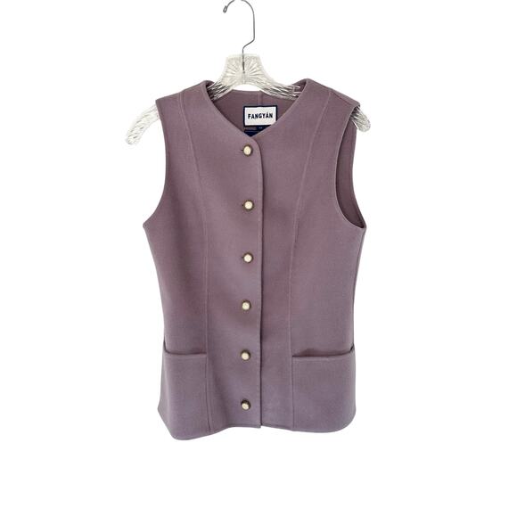 Fangyan Purple Wool Dressy Classy Rich Girl Luxury Button Front Vest Size 2 - Picture 1 of 9